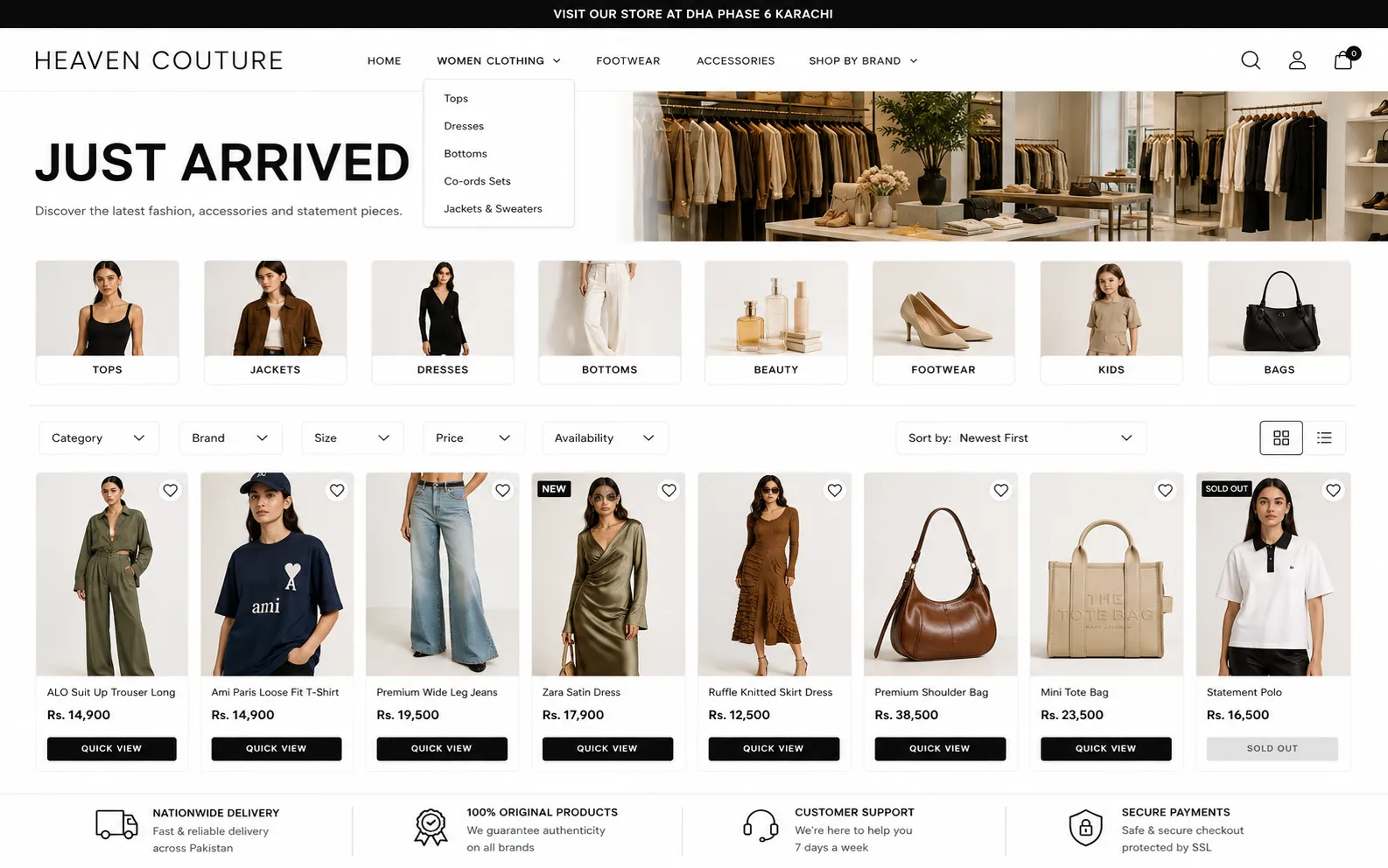 Heaven Couture homepage interface