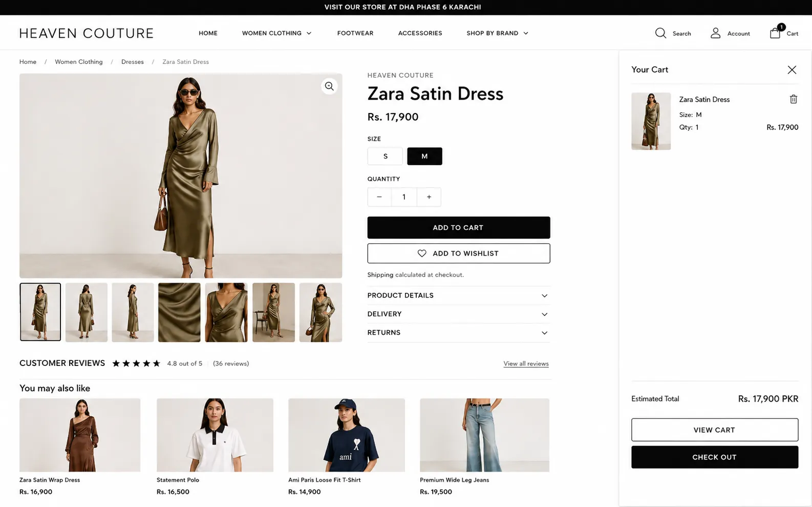 Heaven Couture fashion catalogue interface