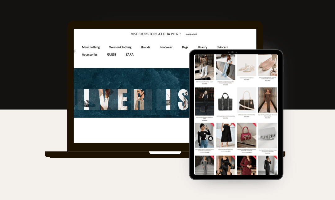Heaven Couture fashion website displayed on laptop and tablet