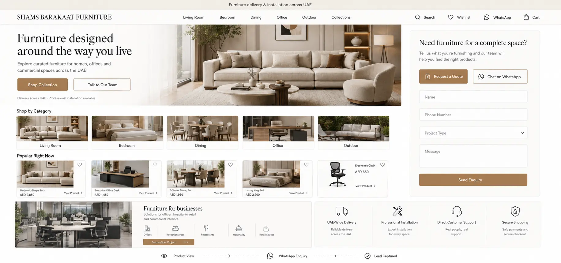 Shams Barakaat Furniture responsive e-commerce experience