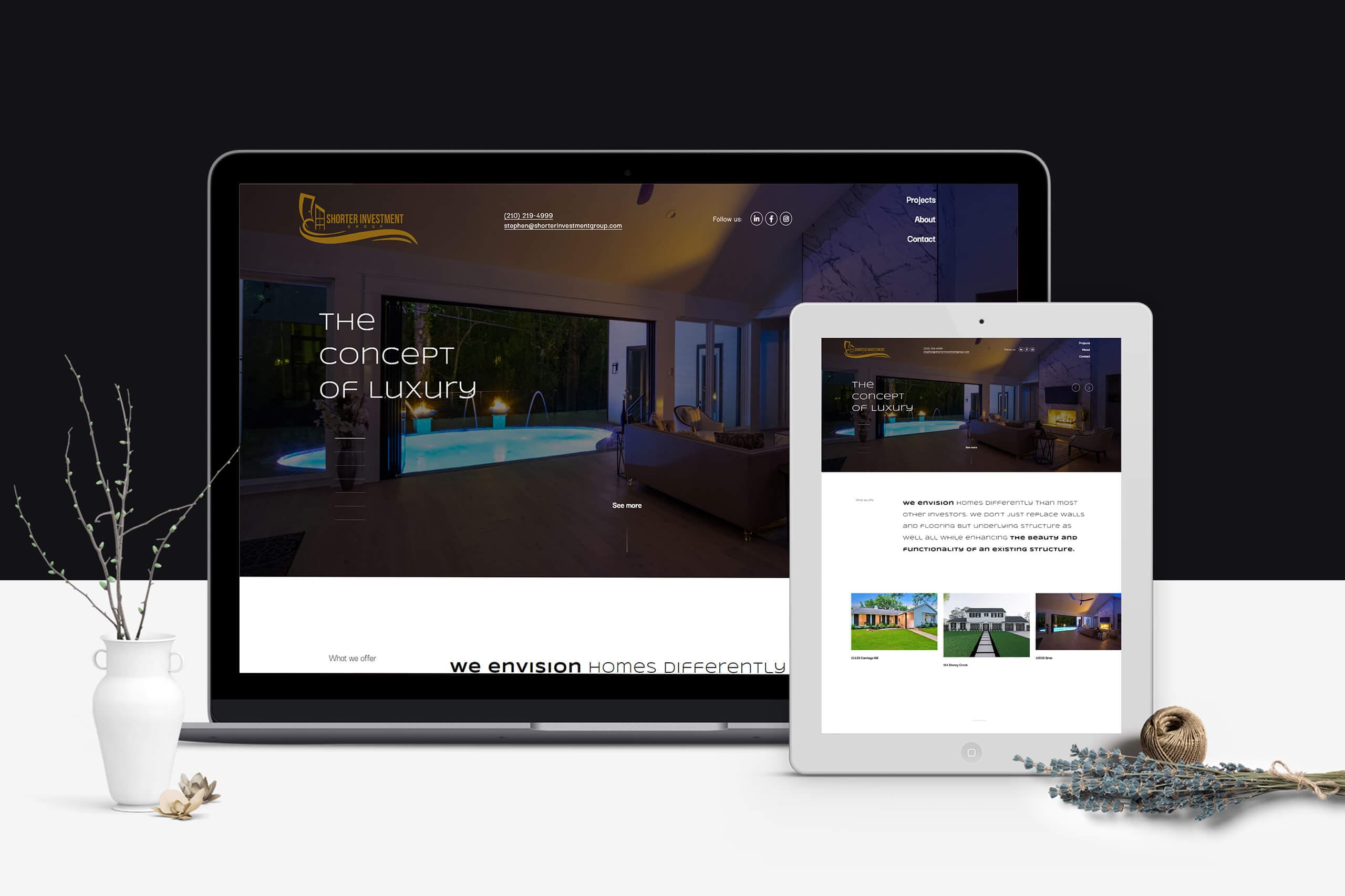 Shorter Investment property website shown on laptop and tablet