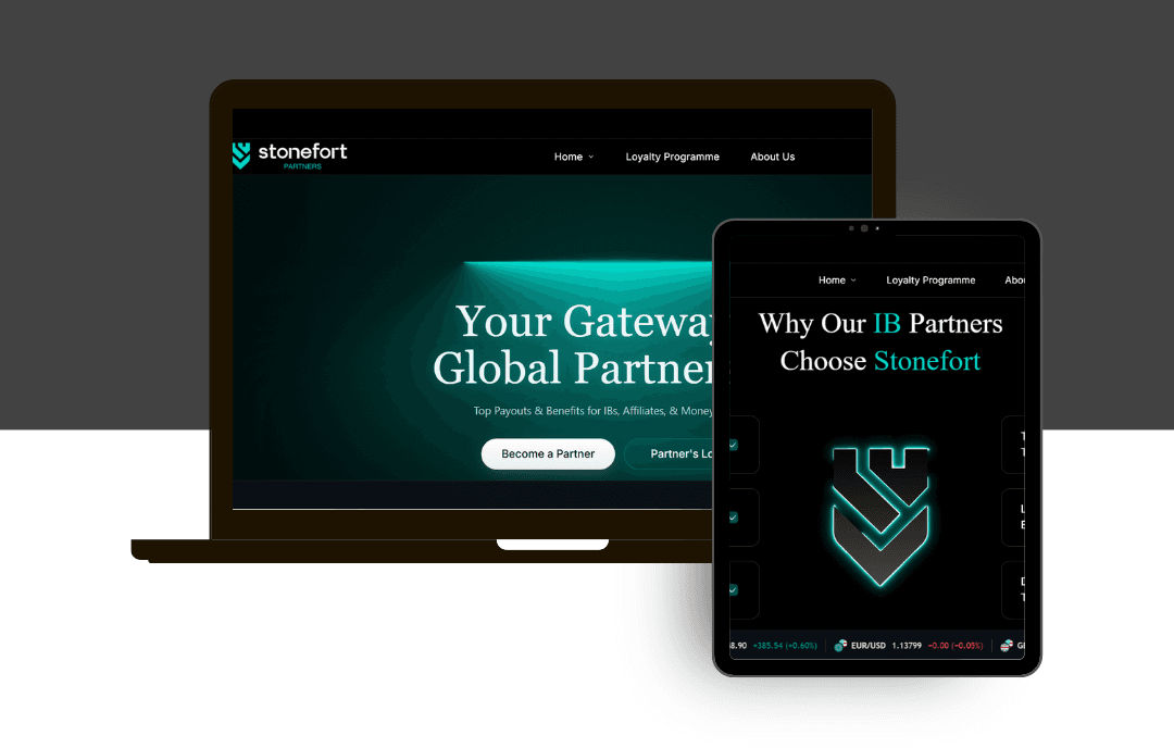Stonefort Partners affiliate website shown on laptop and tablet