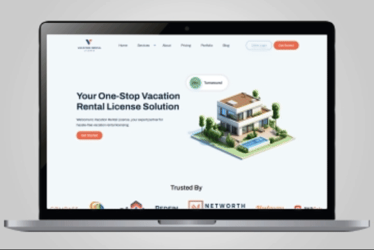 Vacation Rental License website shown on a laptop