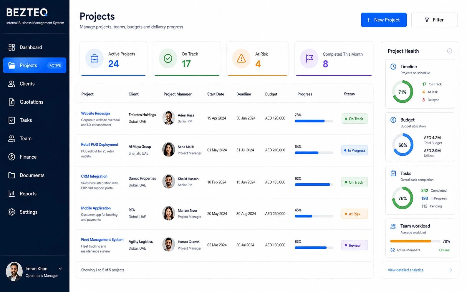 Fleet operations management dashboard